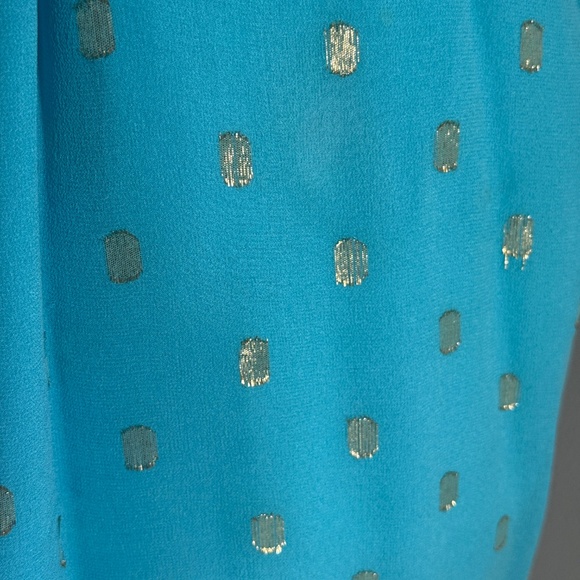 Lilly Pulitzer Aqua Blue Metallic Dot Silk Dress - Picture 9 of 12
